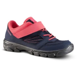 Quechua Chaussures De Randonnée Enfant Avec Scratch MH100 Bleu Et Rose Du 24 AU 34