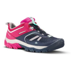 Quechua Chaussures De Randonnée Montagne Basses Lacet Fille Crossrock Bleues/rose 35-38