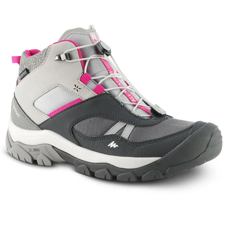 Quechua Chaussures Imperméables De Randonnée Enfant Lacet CROSSROCK MID Grises 35-38 3 Quechua Chaussures Imperméables De Randonnée Enfant Lacet CROSSROCK MID Grises 35-38
