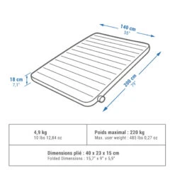 Quechua MATELAS GONFLABLE DE CAMPING - AIR SECONDS 140 CM - 2 PERSONNES -Quechua matelas gonflable de camping air seconds 140 cm 2 personnes 1