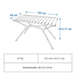 Quechua TABLE DE CAMPING COMPACTE 4/6 PERSONNES - PLATEAU BOIS - POCHE DE RANGEMENT -Quechua table de camping compacte 46 personnes plateau bois poche de rangement 1