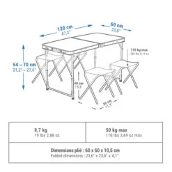 Quechua TABLE DE CAMPING PLIANTE - 4 TABOURETS - 4 À 6 PERSONNES 13 Quechua TABLE DE CAMPING PLIANTE - 4 TABOURETS - 4 À 6 PERSONNES -Quechua table de camping pliante 4 tabourets 4 a 6 personnes 1