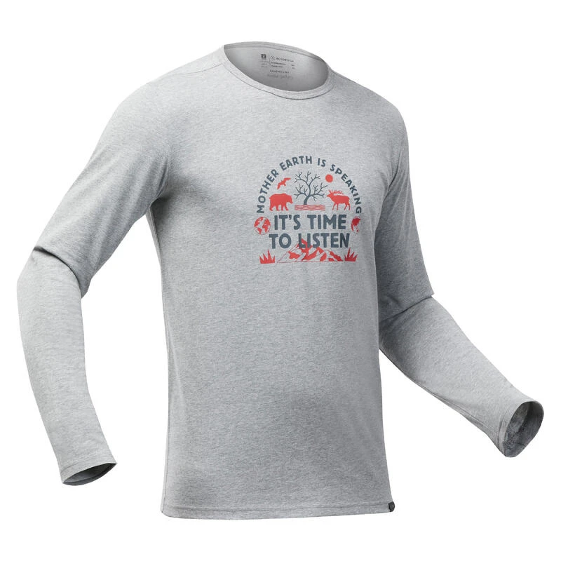 Quechua Tee-shirt NH100 ML Homme - Gris Clair 3 Quechua Tee-shirt NH100 ML Homme - Gris Clair