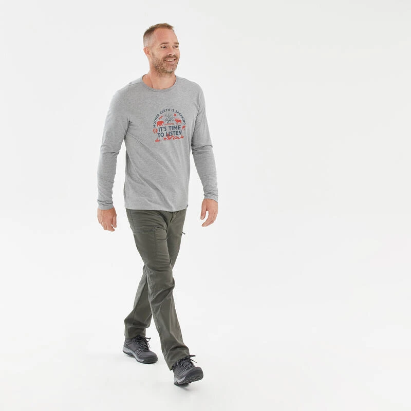 Quechua Tee-shirt NH100 ML Homme - Gris Clair 6 Quechua Tee-shirt NH100 ML Homme - Gris Clair – Image 4