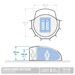 Quechua Tente Bulle De Camping - AirSeconds Skyview Polycoton - 2 Personnes - 1 Chambre -Quechua tente bulle de camping airseconds skyview polycoton 2 personnes 1 chambre 1