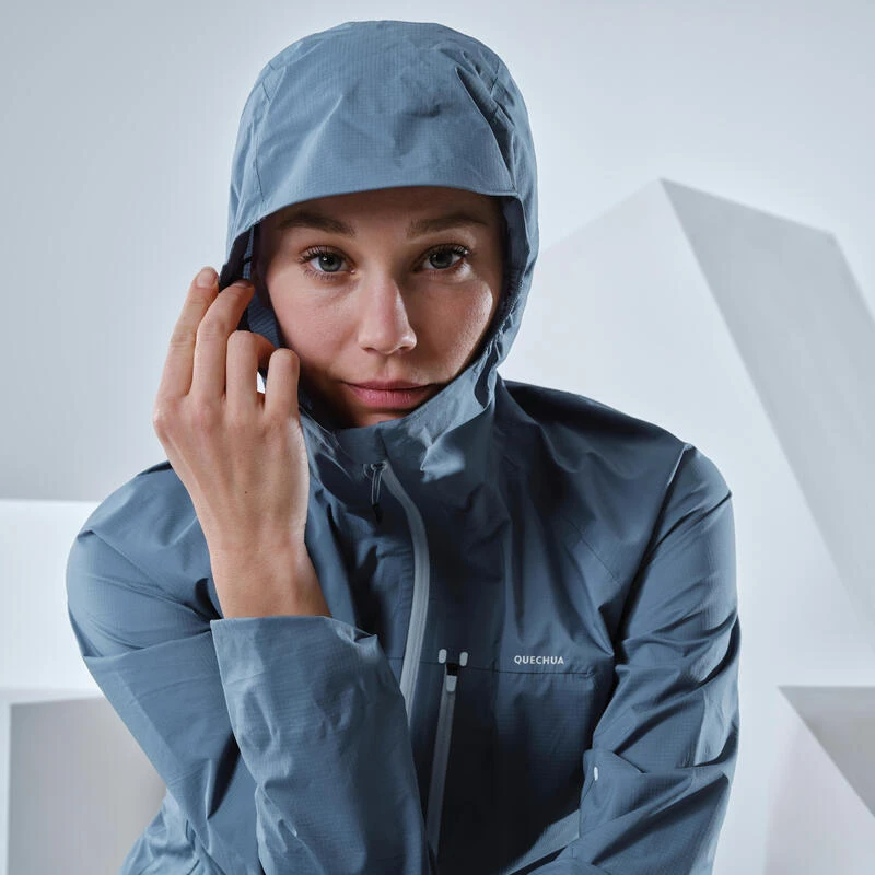 Quechua Veste Imperméable Ultra Légère De Randonnée Rapide - FH500 Rain - Femme Bleu 5 Quechua Veste Imperméable Ultra Légère De Randonnée Rapide - FH500 Rain - Femme Bleu – Image 3